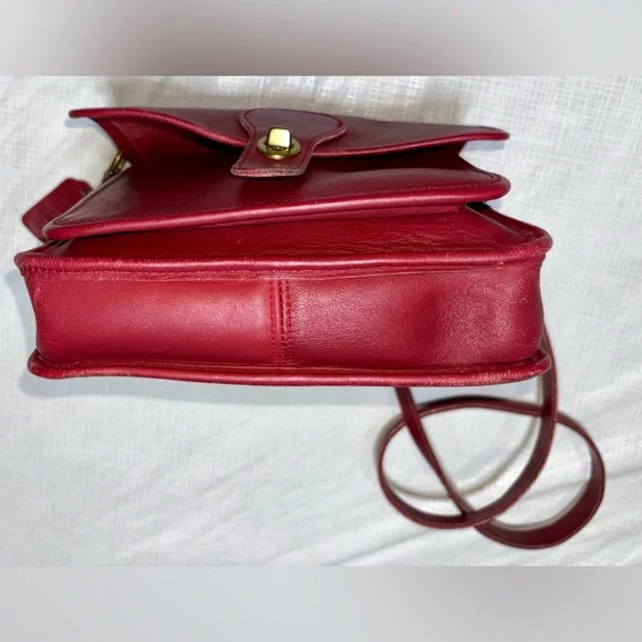 Coach Vintage from 1994 Station bag Red Leather Crossbody Bag L4C-5130 - Picture 6 of 11
